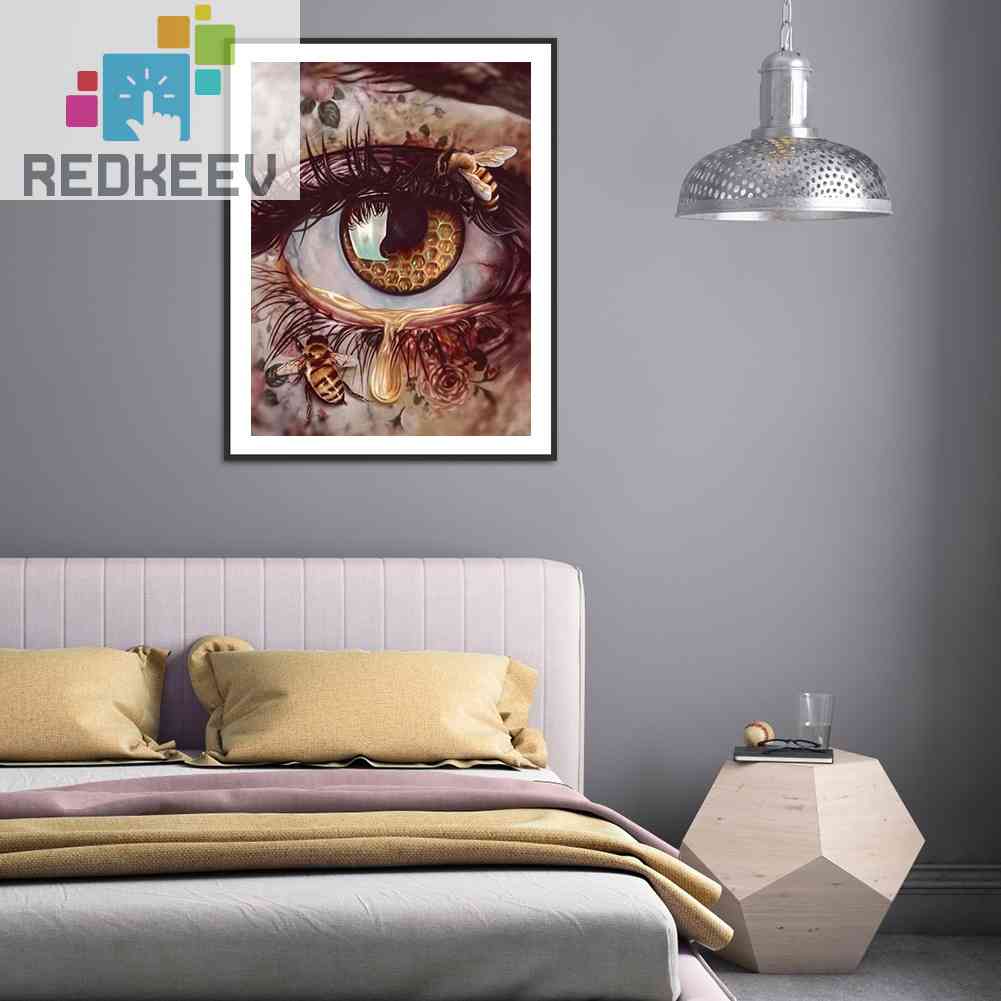 Bộ Tranh Đính Đá 5D Toàn Diện Họa Tiết Đôi Mắt Trừu Tượng Độc Đáo DIY