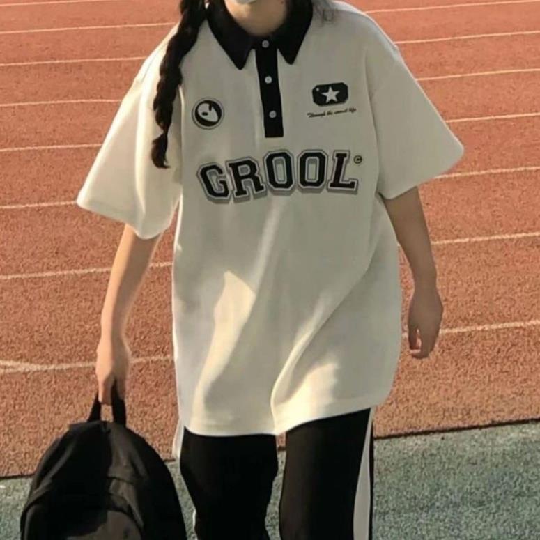 Áo Polo Nữ Tay Lỡ , Áo Thun Cổ Bẻ Unisex - CROOL