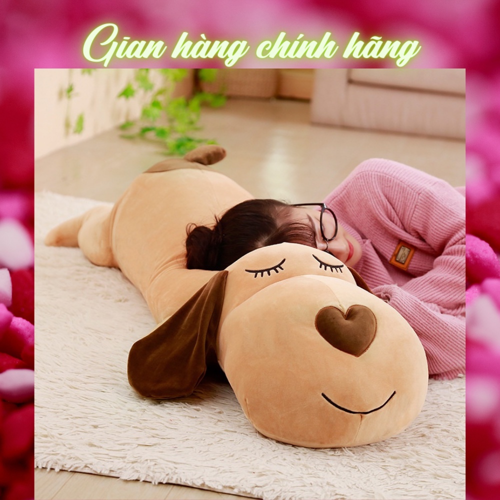Gấu Bông Gối Ôm Chó Mũi Tim Tai Dài Siêu To Siêu Mềm Mịn Co Dãn 4 Chiều