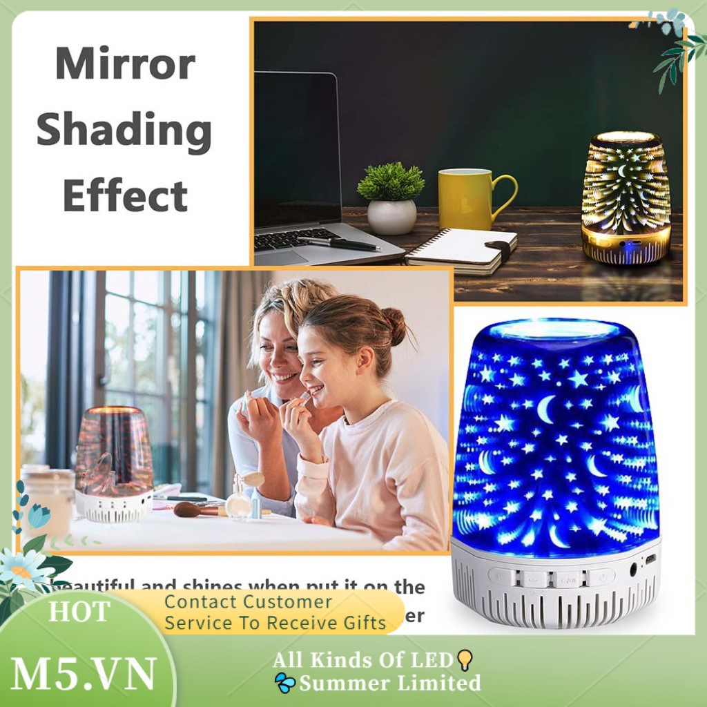 Night Light Bluetooth Speaker 3D Glass Bedside 7 Color Led Portable Wireless Rechargeable Lamp Best Gift For Kids