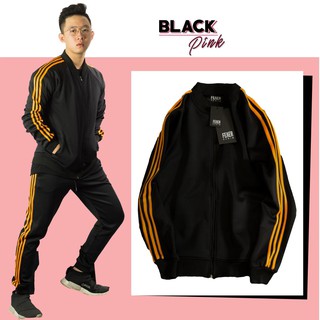 Blackpink - set quần jogger và áo khoác poly 3 sọc unisex nam/nữ