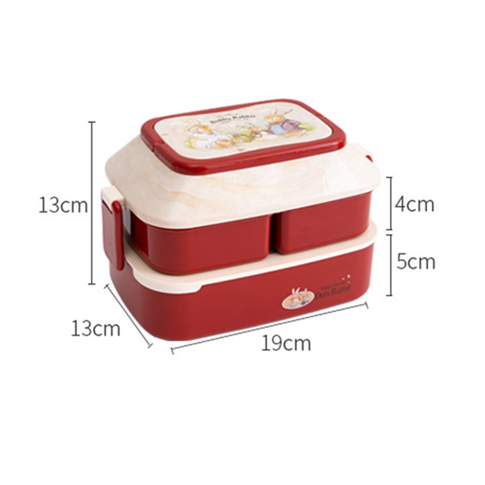 Hộp Đựng Cơm Phong Cách Hàn Quốc, Thiết Kế Đặc Biệt 2 Tầng, 3 Ngăn Tiện Lợi có sẵn
