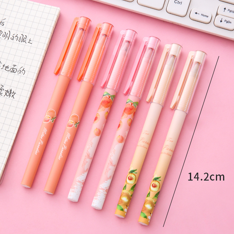Bút Gel Mực Đen Ngòi 0.5mm Hoạ Tiết Quả Quả Đào Dễ Thương