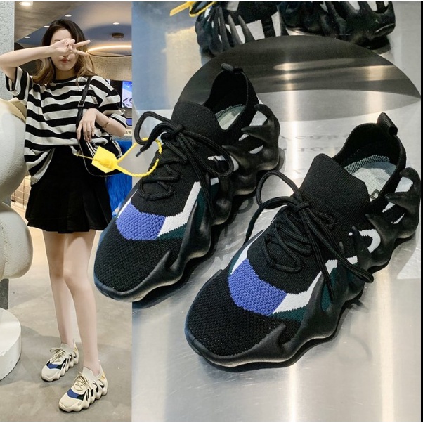 Giày Thể Thao Vải Dệt Kim Đế Mềm Thoáng Khí Phong Cách Mùa Xuân 2022