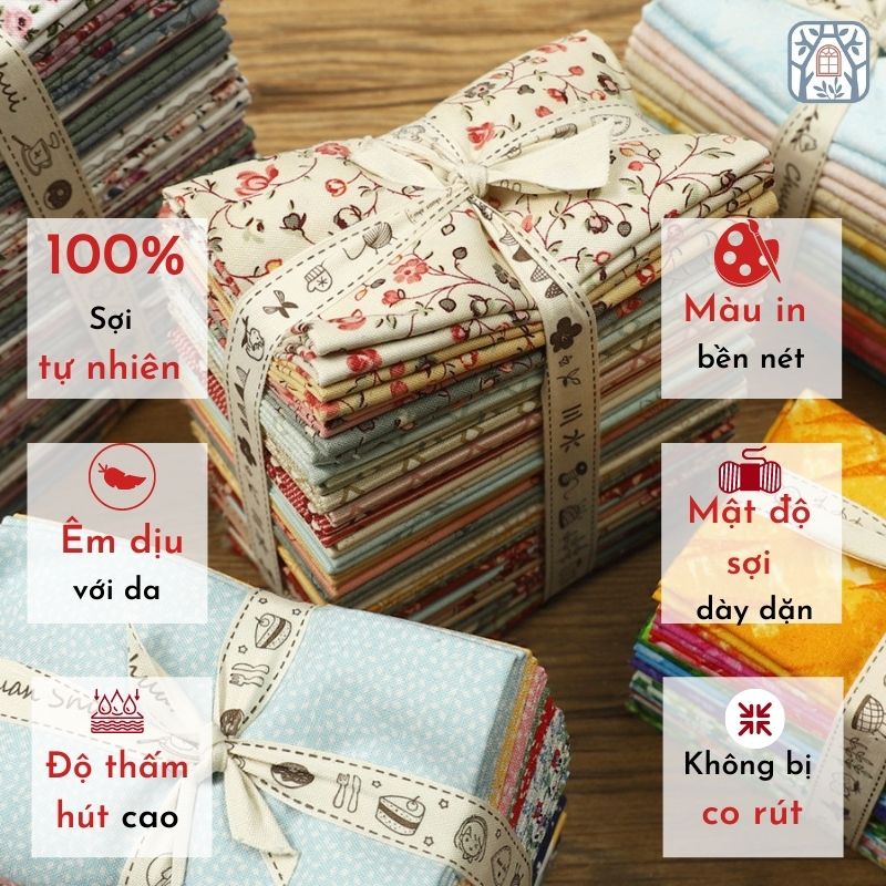 SET2022 Set vải hoa 9-33 tấm🍒Chuanshui🍒 hoa nhí sắc màu - vải đẹp handmade, quilt, may quần áo, túi, mũ cao cấp (❁´◡`❁)