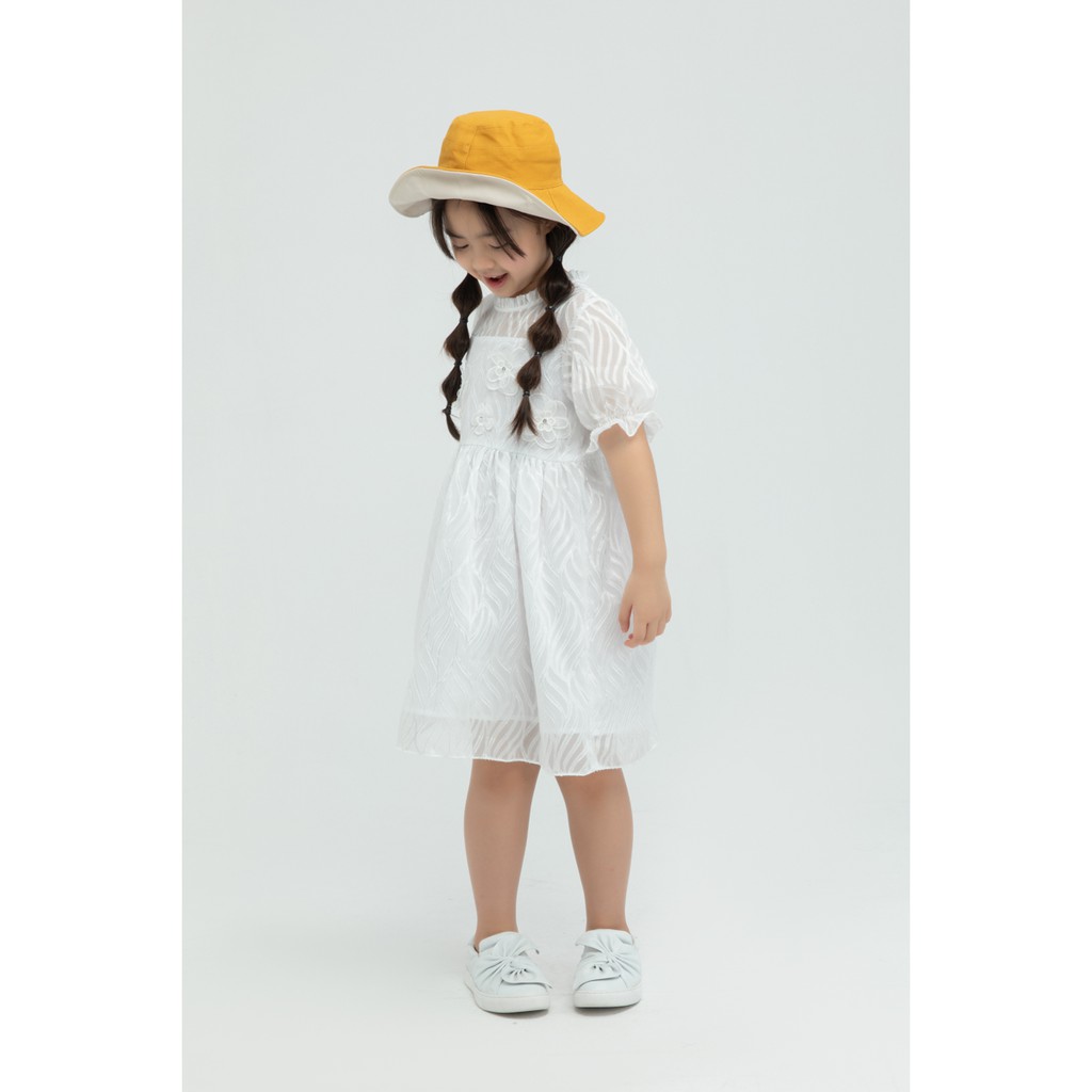 Đầm voan 2 lớp đính hoa nổi bé gái IVY moda MS 48G0960