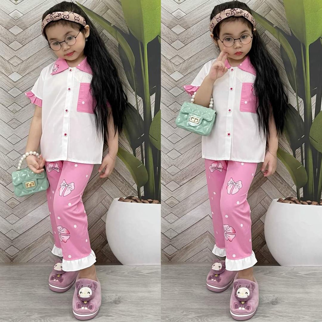 đồ bộ pijama lụa hàn cho bé siêu dể thương