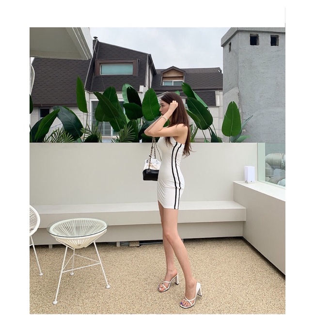 Đầm Body 2 Dây Bún Phối Viền Sọc Thể Thao - VD09