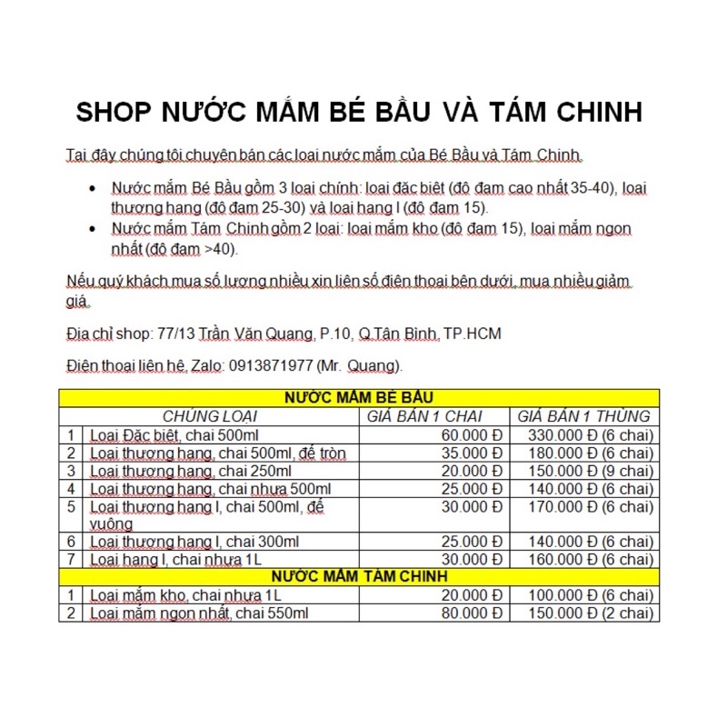 Nước mắm Bé Bầu, Cà Ná, loại thượng hạng, chai 500ml