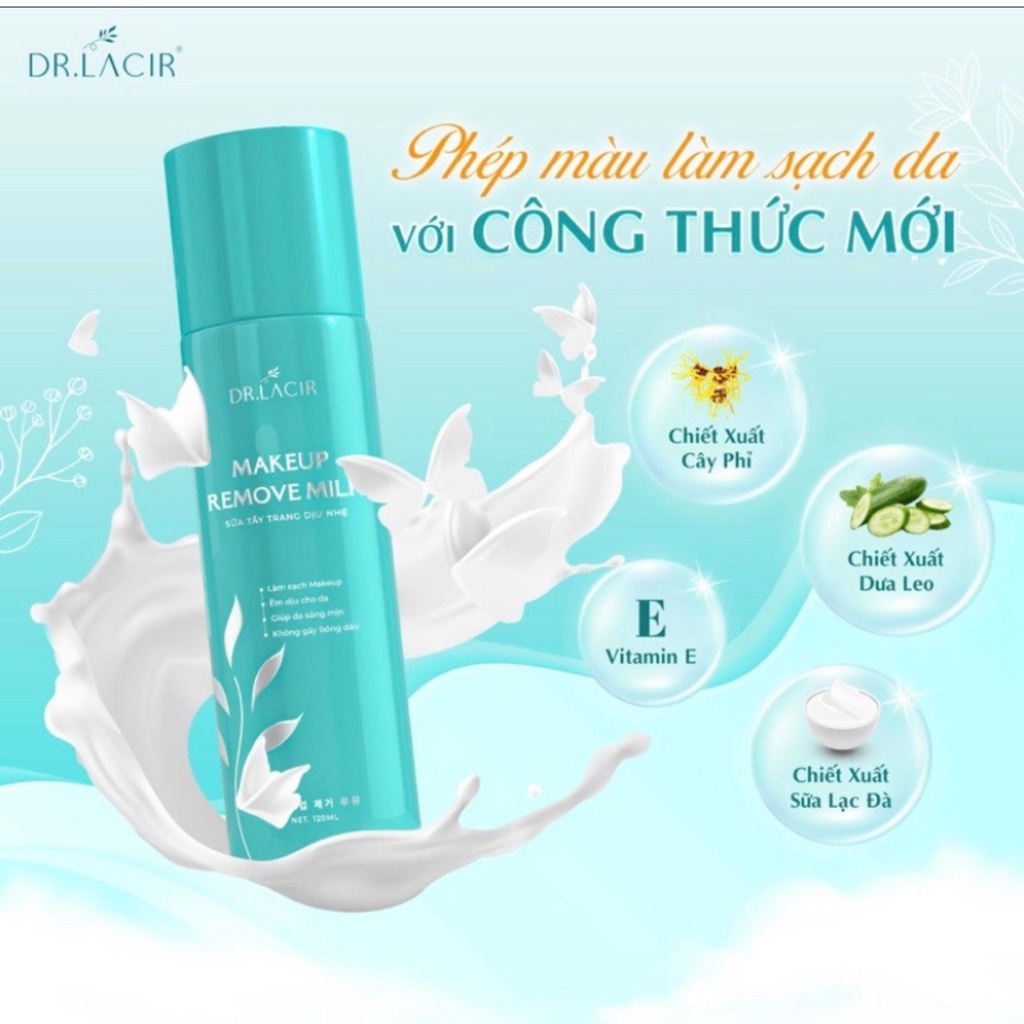Sữa tẩy trang Dr Lacir Great86 tẩy trang dịu nhẹ Dr Lacir thu nhỏ lỗ chân lông sạch lớp trang điểm bụi bẩn 120ml