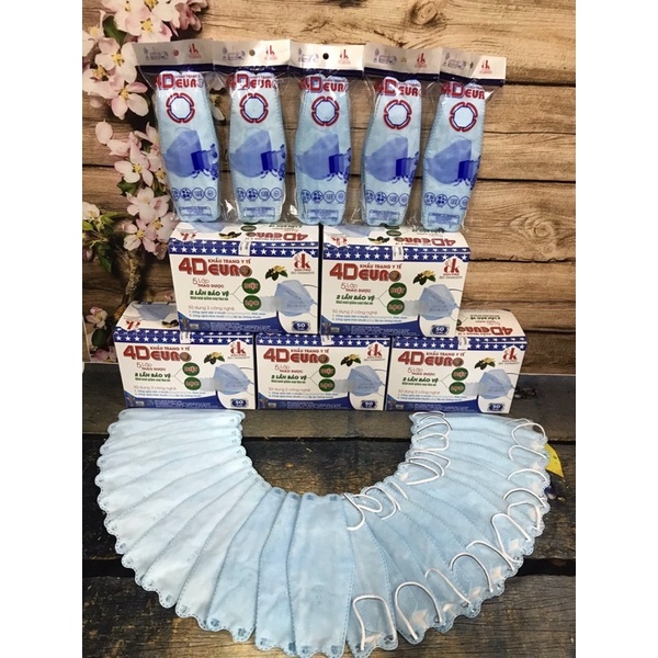 Khẩu Trang Y Tế 4D Euro 5 Lớp Kháng khuẩn Dày Dặn