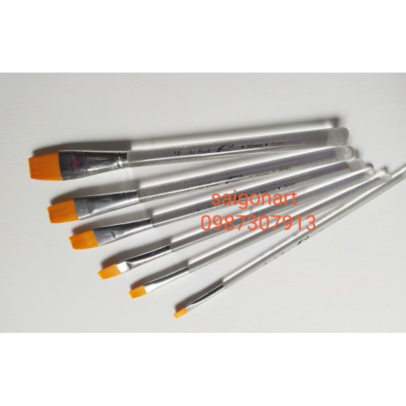 Cọ Vẽ Tranh Acrylic,Sơn Dầu,Màu Nước Đầu Bằng Cán Ngắn