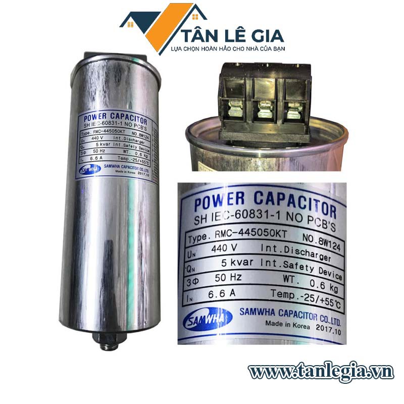 Samwha RMC-445050KT : Tụ bù 5Kvar 3P 440V