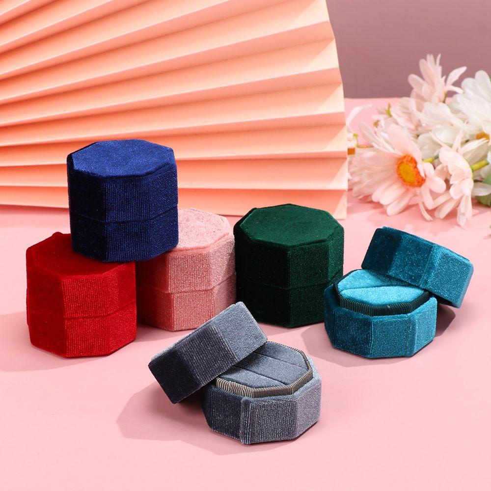 Hộp Đựng Trang Sức Hình Bát Giác Bằng Vải Nhung Cao Cấp