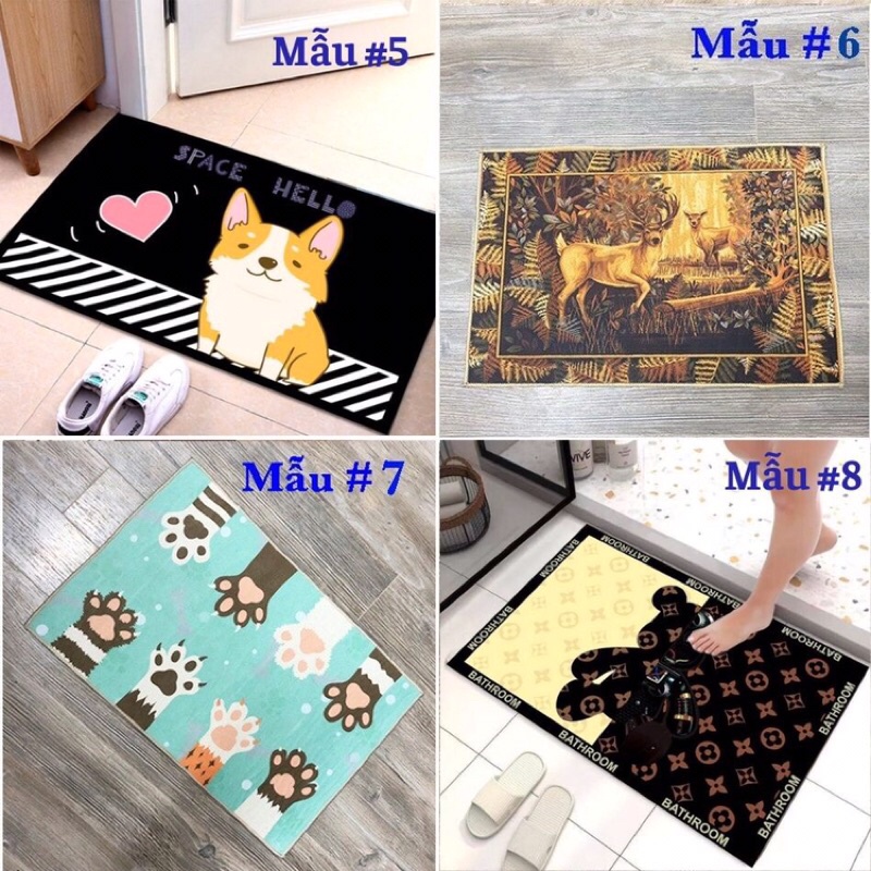 Thảm lau chùi chân hình thú 3D siêu dày siêu thấm nước có lớp cao su chống trơn,thảm 3d thấm bụi bẩn không trơn trượt