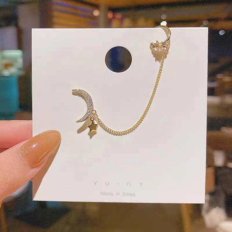 1 Khuyên Kẹp Vành Tai Không Đau Màu Vàng Thời Trang Cho Nữ