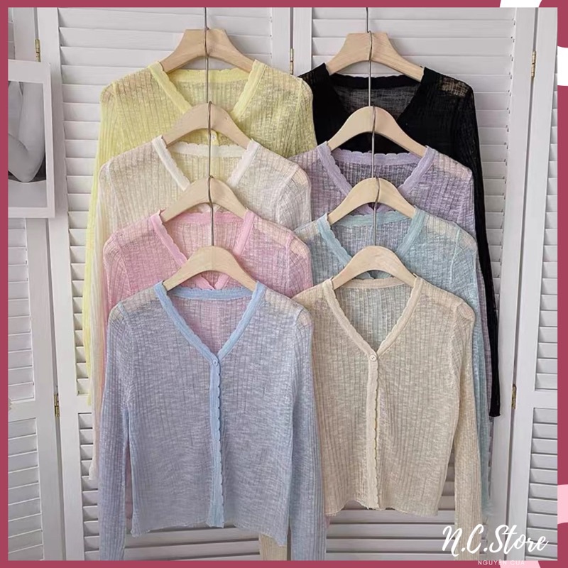 Áo Khoác Mỏng 1 Cúc Chất Len Tăm Màu Phấn Cực Xinh ♥️N.C.Store♥️ Oder Đầm Đẹp Nguyên Cua