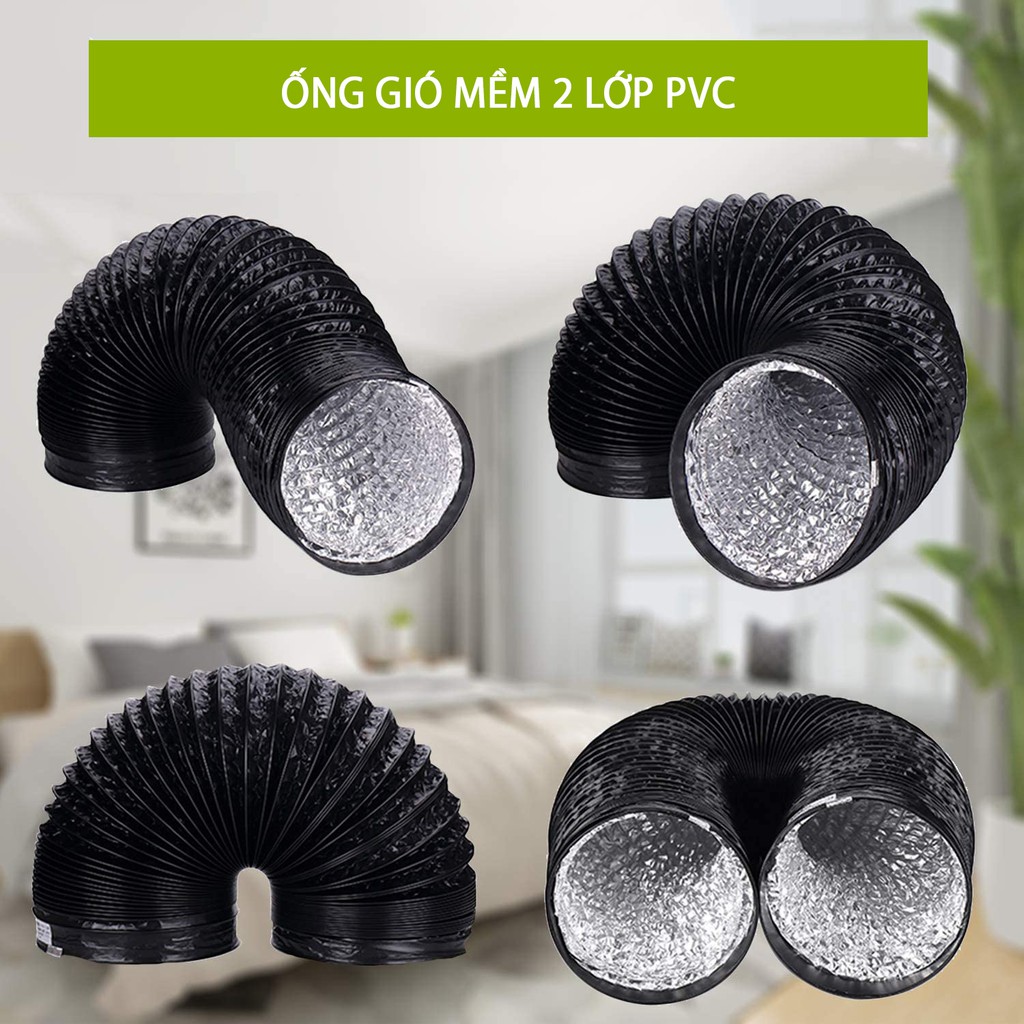 Ống mềm 2 lớp D250 Ống gió mềm không bảo ôn phủ nhựa PVC