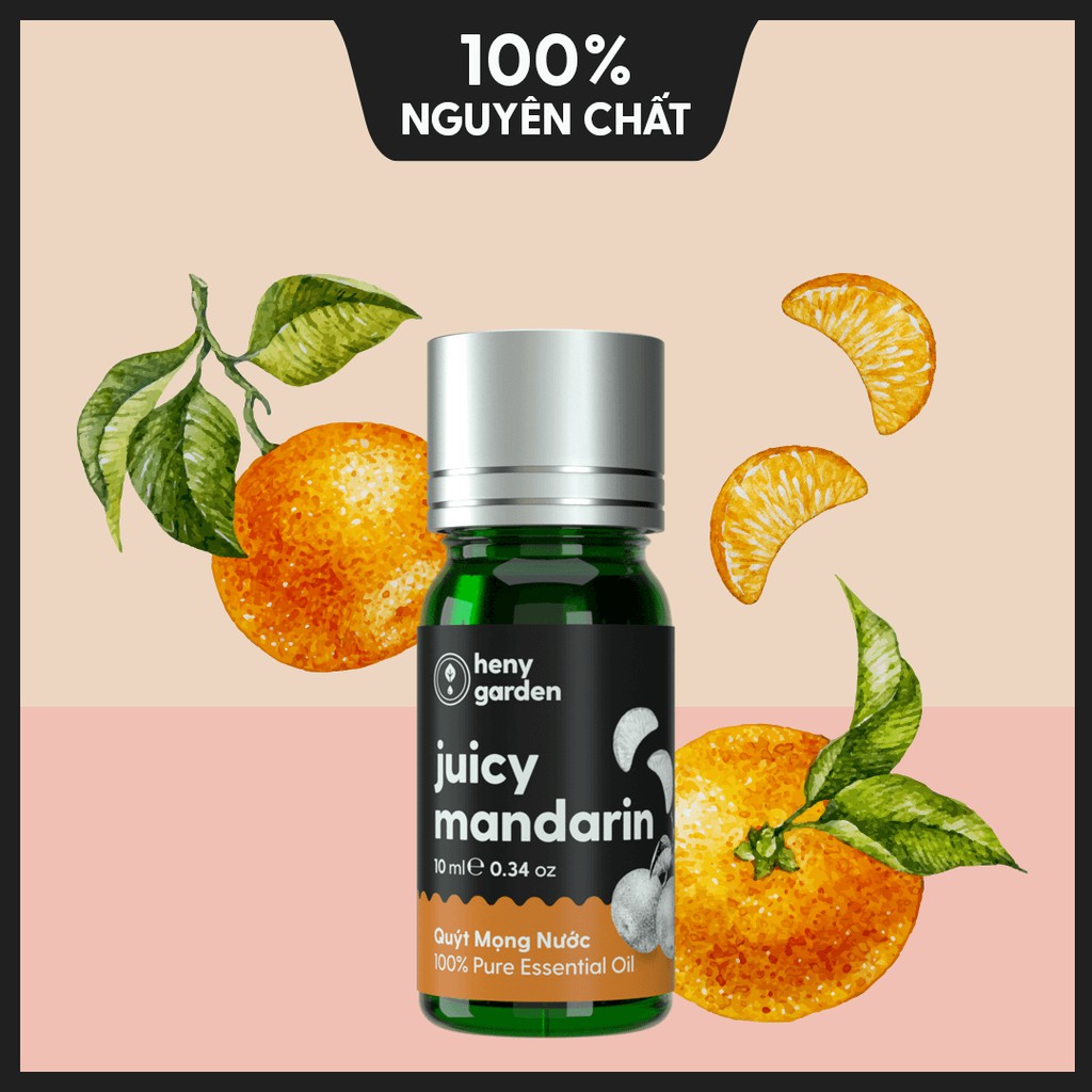 Tinh Dầu Quýt Organic Thiên Nhiên Nguyên Chất Đậm Đặc Xông Thơm Phòng, Làm Nến Thơm HENY GARDEN