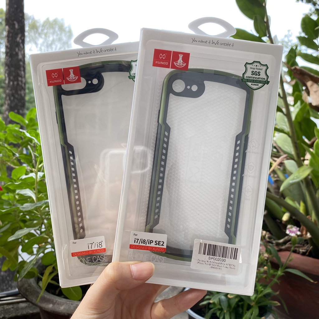[Hỏa Tốc HCM] Ốp lưng XUNDD iPhone 7+/ 8 Plus, 7/8/SE 2/SE 3 (ALPHA SERIES) -Mặt lưng trong, Chống sốc, Cạnh màu - Xanh