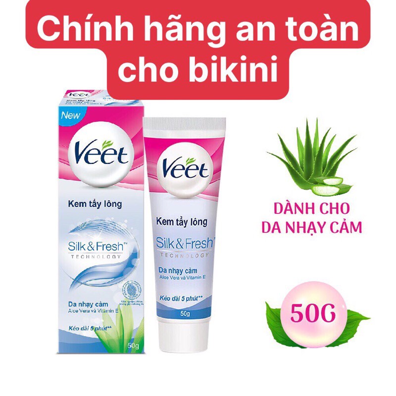 Kem tẩy lông cho da nhạy cảm Veet Silk Fresh 25g và 50g