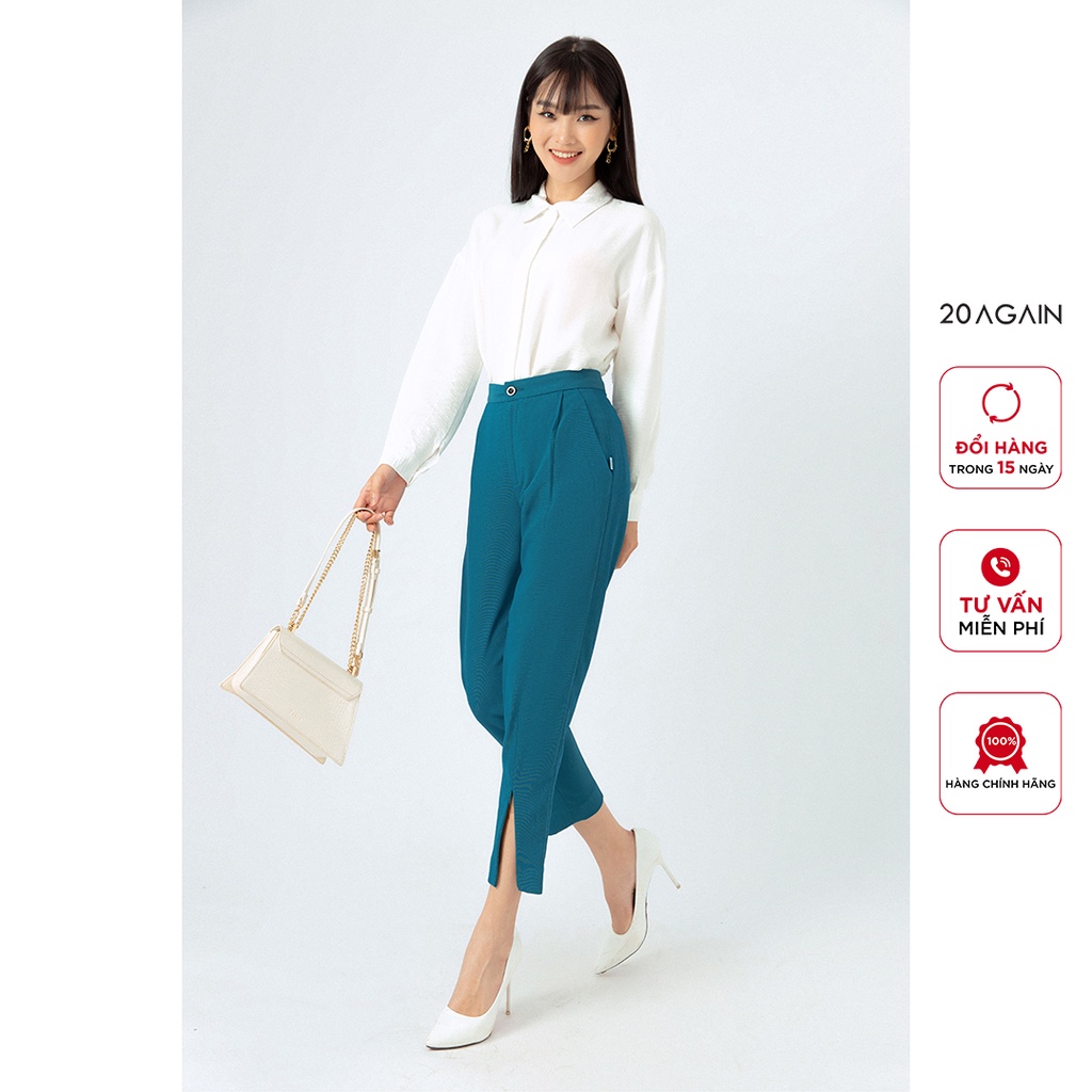 Áo sơ mi nữ dài tay cổ đức 20AGAIN, thiết kế công sở thanh lịch ASA1473