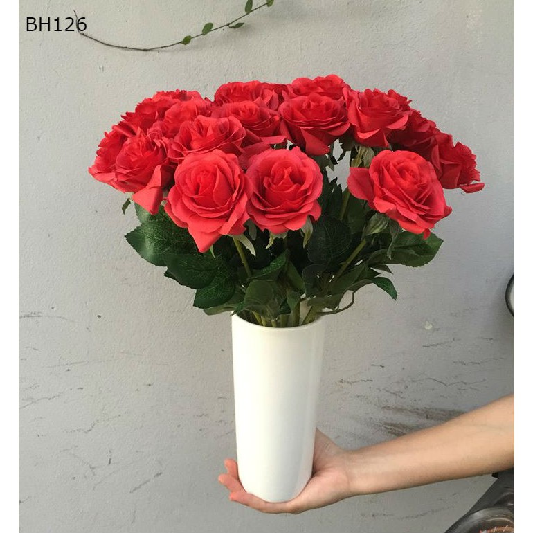 LỌ HOA HỒNG LỤA ĐỎ