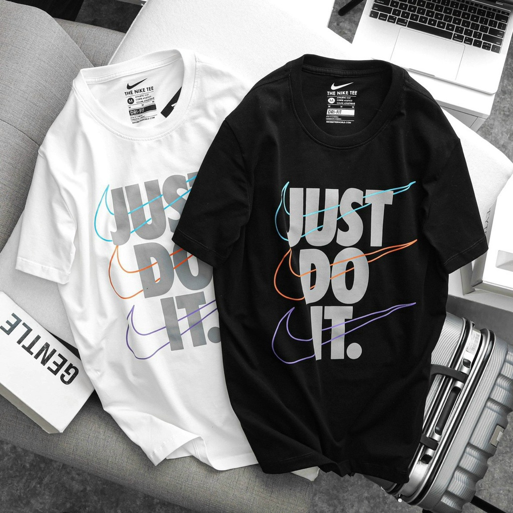 Áo thun nam nữ cổ tròn unisex JUST DO IT - phong cách thể thao - chất liệu vải cotton - mềm mịn - Thời Trang Đường Phố