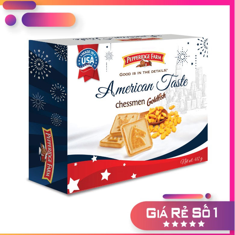 [Quà tết 2022] Hộp bánh Pepperidge Farm American Taste Chessmen & Goldfish Cheddar 393g – Mỹ