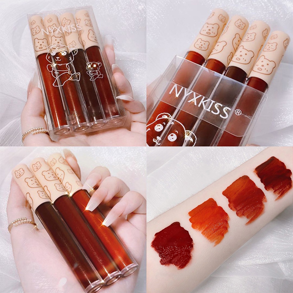 Set 4 Son Kem Lì Dưỡng Ẩm Lâu Trôi Màu Tối Trang Điểm Gợi Cảm JP5