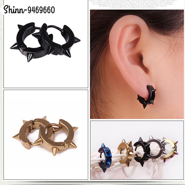 Khuyên gai Titan,loại 4 gai, nhiều màu,không dị ứng/ khuyên nam -nữ