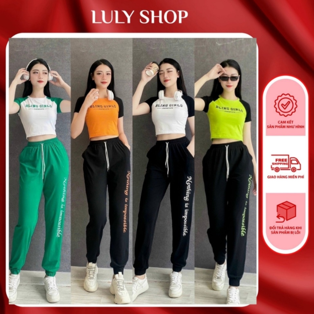 Bộ thể thao nữ,bộ đồ tập gym chất cotton mềm, thấm hút mồ hôi, bộ tập phong cách có thể mặc đi chơi(Bling)