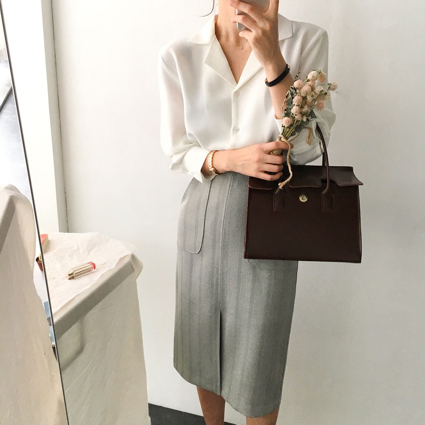 Áo sơ mi tay dài cổ polo màu trơn thời trang cho nữ 29935 | BigBuy360 - bigbuy360.vn