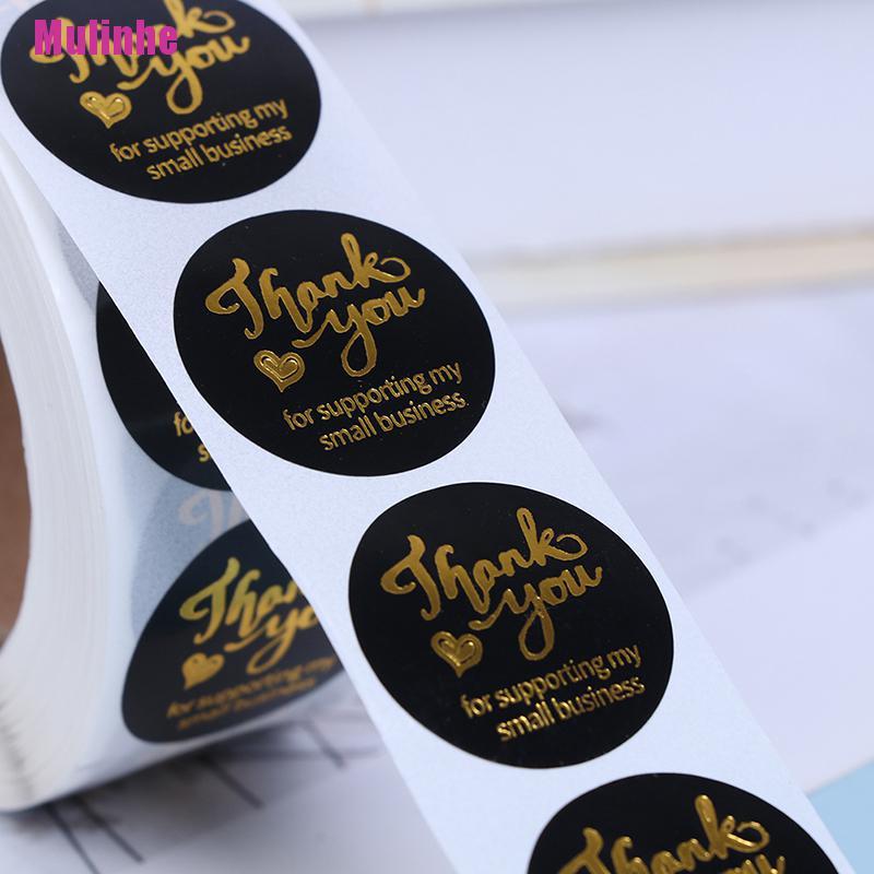 Set 500 sticker Tròn In Chữ Thank you Màu Hồng Đen Trang Trí Tiệc Cưới