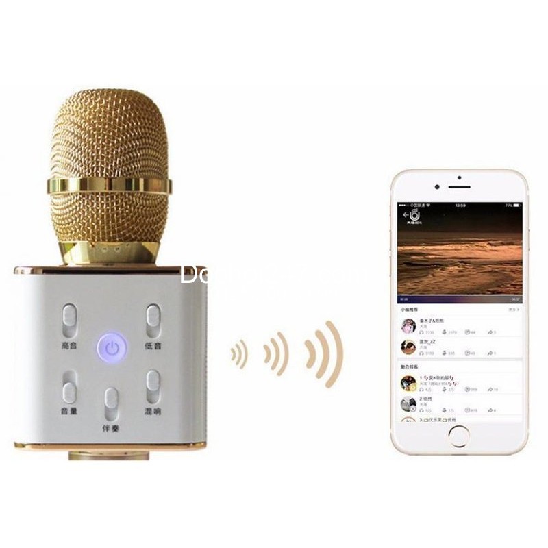 Micro karaoke Bluetooth thế hệ mới 2017 kiêm loa Q7 3 trong 1 Tặng nút chống bụi-j42