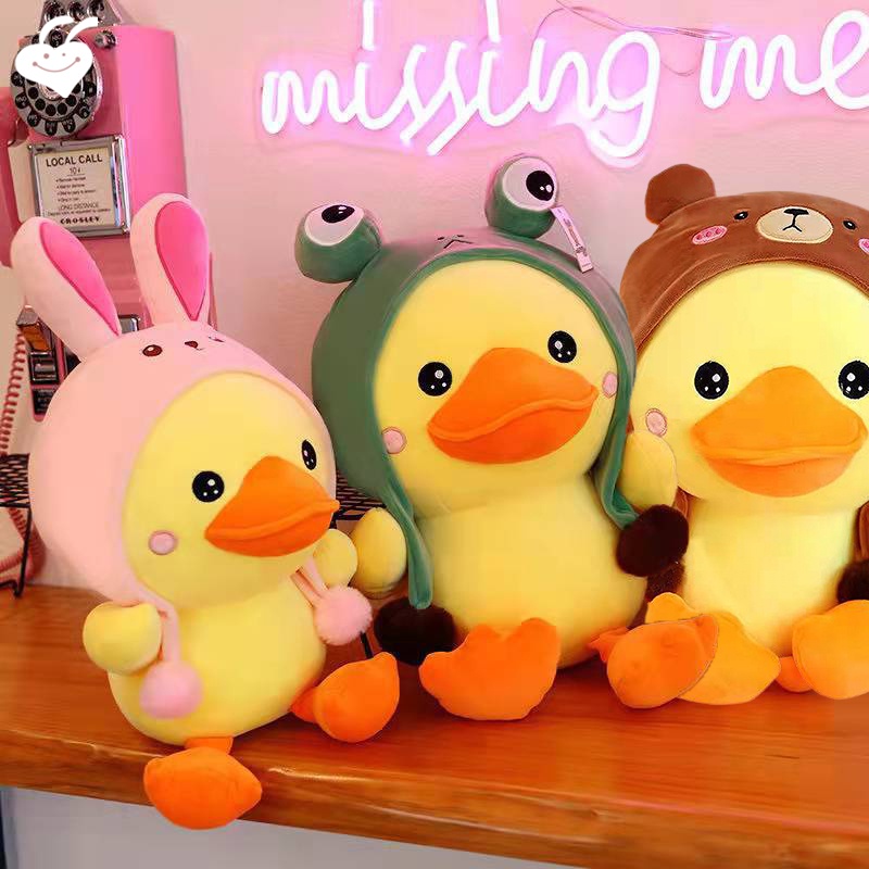 Đồ chơi nhồi bông Hình Vịt Vàng Hoạt Hình 25cm Cho Bé Gái
