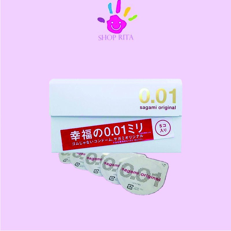 Bao cao su Sagami Original 0.01 hộp 5 chiếc nhập khẩu Nhật Bản - mỏng nhất thế giới
