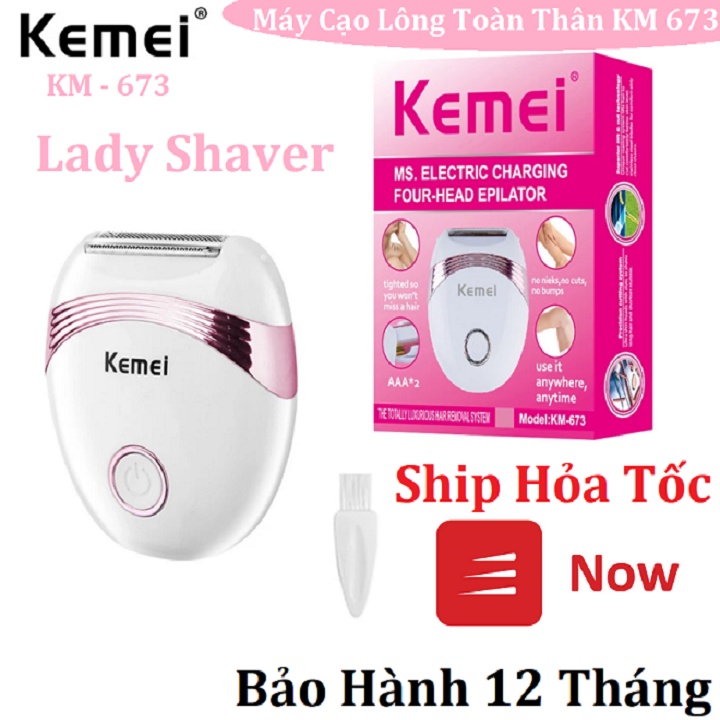 Máy Cạo Lông Toàn Thân Nam Nữ, Máy Tẩy Lông Mini Kemei 673, Cạo Râu Nữ - Cánh Tay - Chân  Máy - Máy Tỉa Lông Bikini
