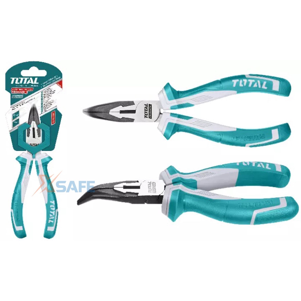 Kìm mũi nhọn mỏ cong TOTAL THT24616 6inch thép Cr-V siêu cứng chống rỉ sét tay cầm cao su chống trơn trượt - chính hãng