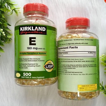 [CHÍNH HÃNG] Viên Uống Vitamin E Kirkland Signature Vitamin E 180mg (400 IU) 500 Viên.