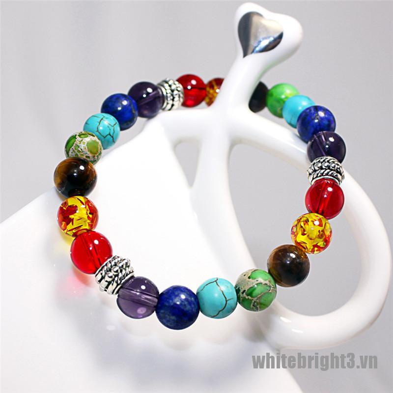 <WHITE> New 7 Chakra Healing Balance Beads Bracelet Natural Stone Bracelet Jewelry Gift