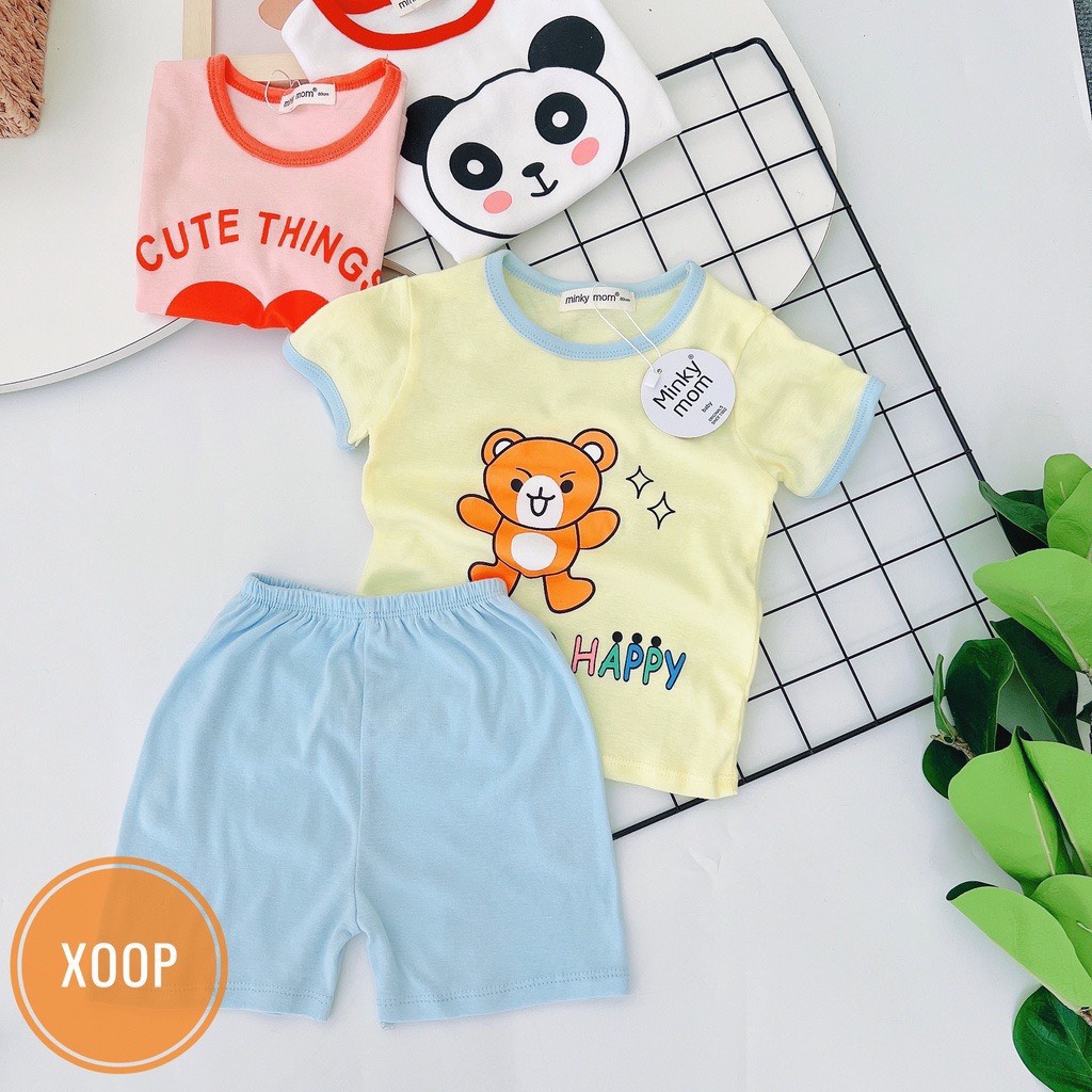 [SALE] Bộ Cộc Tay Cho Bé Trai, Bé Gái Minky Mom Vải Thun Lạnh Gấu Trúc Viền Cổ Dễ Thương, Đồ Bộ Cho Bé Mặc Nhà MKM2216