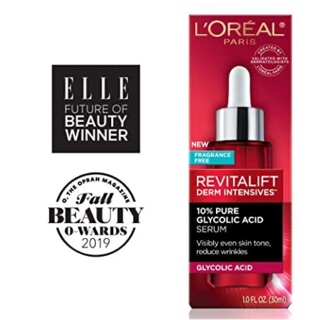 Serum sáng da và giảm nhăn hiệu quả Loreal Revitalift Derm Intensives 10% Pure Glycolic acid Serum 30ml