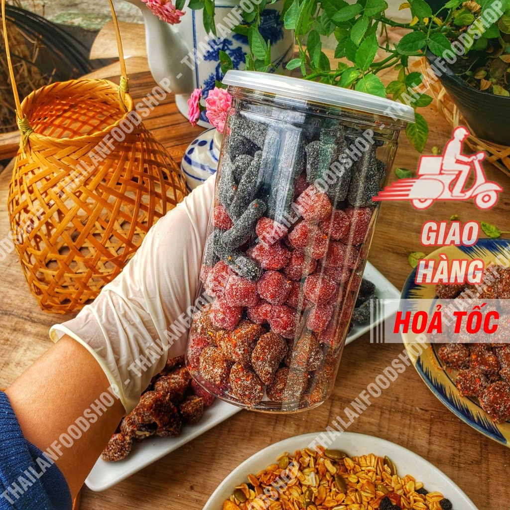 Kẹo Me Cay Mix Kẹo Dâu Tây &amp; Kẹo Dâu Tằm Lon 540gr - Đặc Sản Đà Lạt