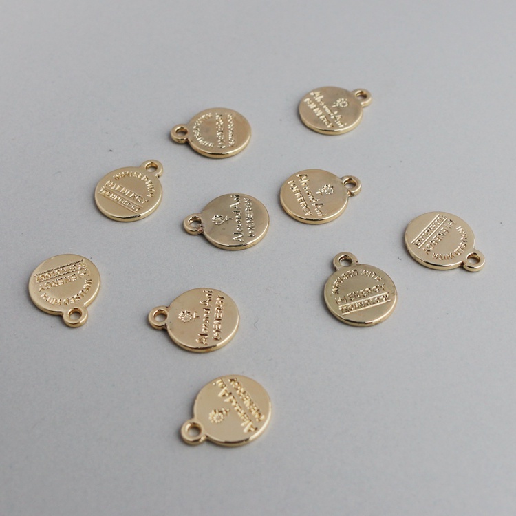 Mặt Dây Chuyền Bằng Đồng 14k Màu Vàng Hình Tròn 10mm diy