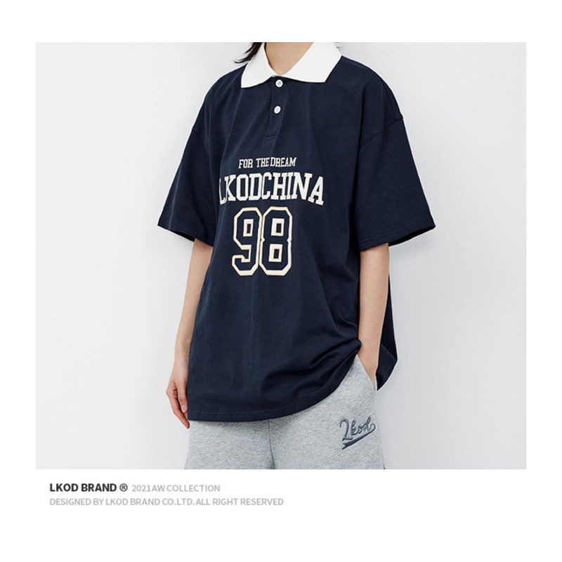 Áo thun POLO nữ tay lỡ dáng thụng có cổ phông form rộng freesize unisex chất cotton