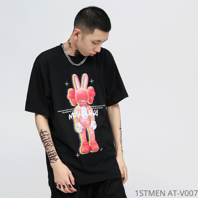 Áo Thun Tay Lỡ Form Rộng UNISEX Phong Cách Streetwear Hình Gấu SS2021