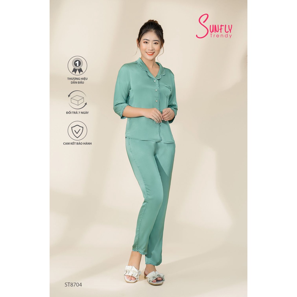 ST8704 BỘ PIJAMAS LỤA ÁO TAY LỠ QUẦN DÀI SUNFLY | BigBuy360 - bigbuy360.vn