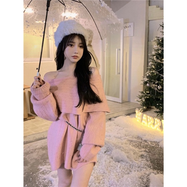 TKLIHN Áo váy len Trễ vai Sang Chảnh ULZZANG Hàn Quốc FASHIONITA 2021