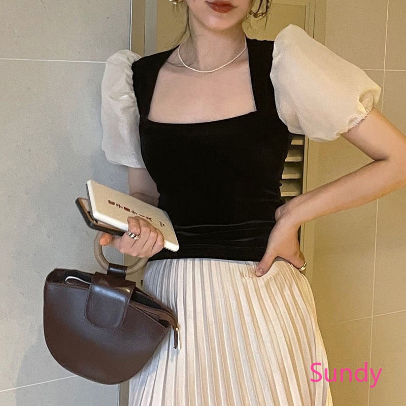 Áo Kiểu Tay Phồng Plus Size Phong Cách Vintage Pháp Thời Trang Mùa Hè Cho Nữ